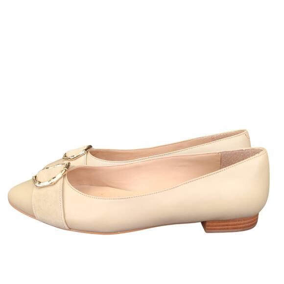 Talbots Edison Bamboo Ring Nappa Flats Tan Leather Pointed Toe Neutral Women's 9 - Picture 2 of 8